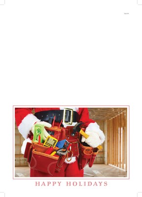 Custom Happy Holidays Santa Handy Man Tool Belt Cards, with Envelopes, 7-7/8" x 5-5/8", 25 Cards per Set