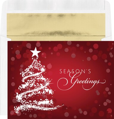 Custom Seasons Greetings Star Tree Cards, with Envelopes, 7-7/8 x 5-5/8, 25 Cards per Set