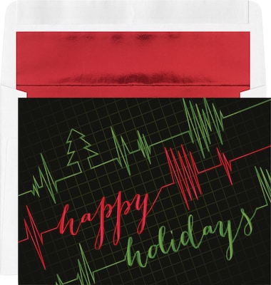 Custom Happy Holidays EKG Cards, with Envelopes, 7-7/8 x 5-5/8, 25 Cards per Set