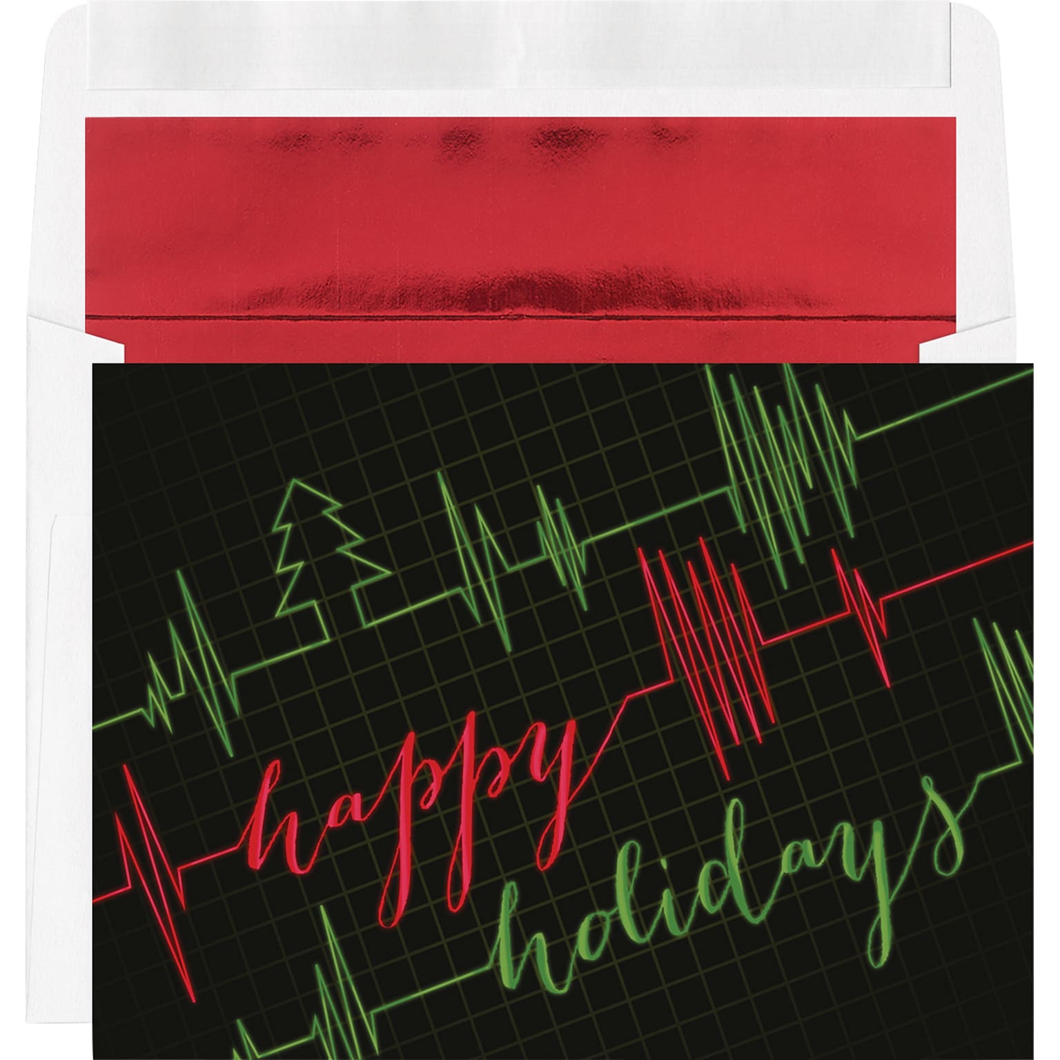 Custom Happy Holidays EKG Cards, with Envelopes, 7-7/8 x 5-5/8, 25 Cards per Set
