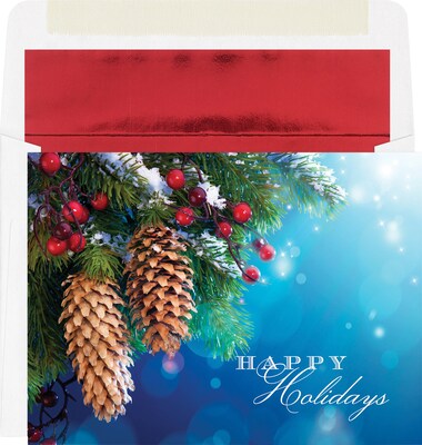 Custom Happy Holidays Pine Cone Cards, with Envelopes, 7 x 5, 25 Cards per Set