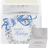 Custom Happy Holidays Snowflake Wreath Cards, with Envelopes, 7-7/8 x 5-1/8, 25 Cards per Set