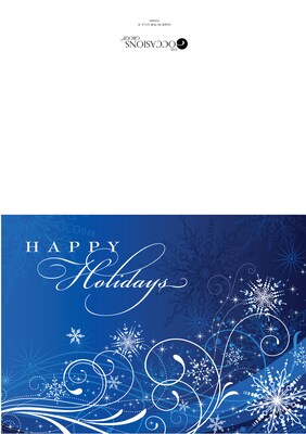 Custom Happy Holidays Snowflakes Cards, with Envelopes, 7-7/8 x 5-5/8, 25 Cards per Set