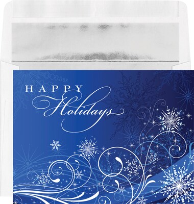 Custom Happy Holidays Snowflakes Cards, with Envelopes, 7-7/8 x 5-5/8, 25 Cards per Set