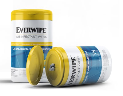 Everwipe Disinfecting Wipes, Lemon Scent, 1 Canister/75 wipes (W-101075)