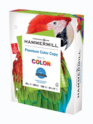 Hammermill Paper, Color Copy Digital, 28lb, 8.5 x 11, Letter, 3 Hole Punch, 100 Bright, 4000 Sheets / 8 Ream Case (102500C) , Made In The USA