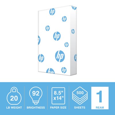 HP Office20 8.5 x 14 Multipurpose Paper, 20 lbs., 92 Brightness, 500 Sheets/Ream (HPC8514)