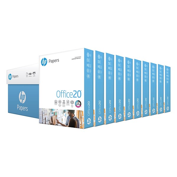 HP Office20 Multipurpose Paper, 8.5 x 11, 20 lbs., White, 500 Sheets/Ream, 10 Reams/Carton (HPC8511)