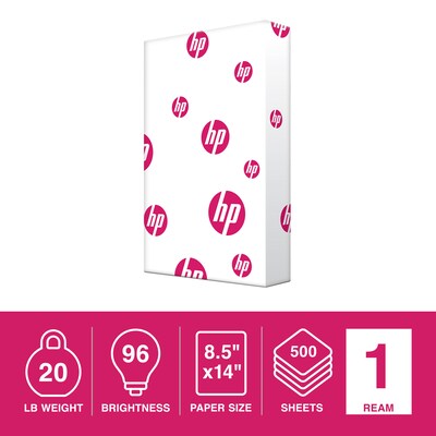 HP 8.5" x 14" Multipurpose Paper, 20 lbs., 96 Brightness, 500 Sheets/Ream (HPM1420)