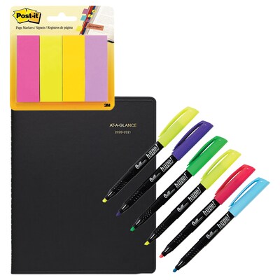 2020-2021 AT-A-GLANCE 9 x 11 Academic Planner, Highlighters, & Post-it® Page Markers