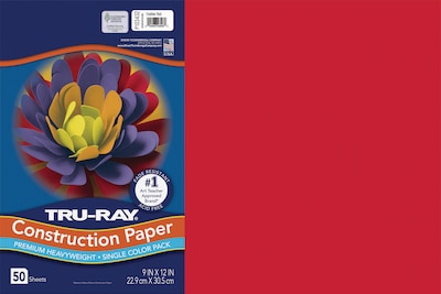 Pacon 12 x 18 Construction Paper, Festive Red, 50 Sheets/Pack (P103432)