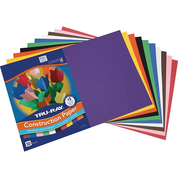 Tru-Ray 12 x 18 Construction Paper, White, 50 Sheets (P103058)