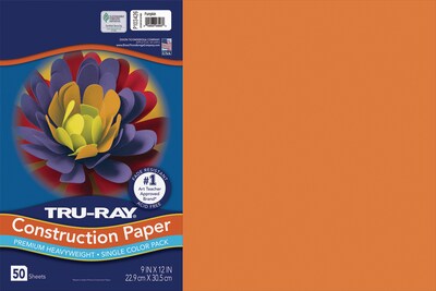 Tru-Ray 12 x 18 Construction Paper, Pumpkin, 50 Sheets/Pack (103426)