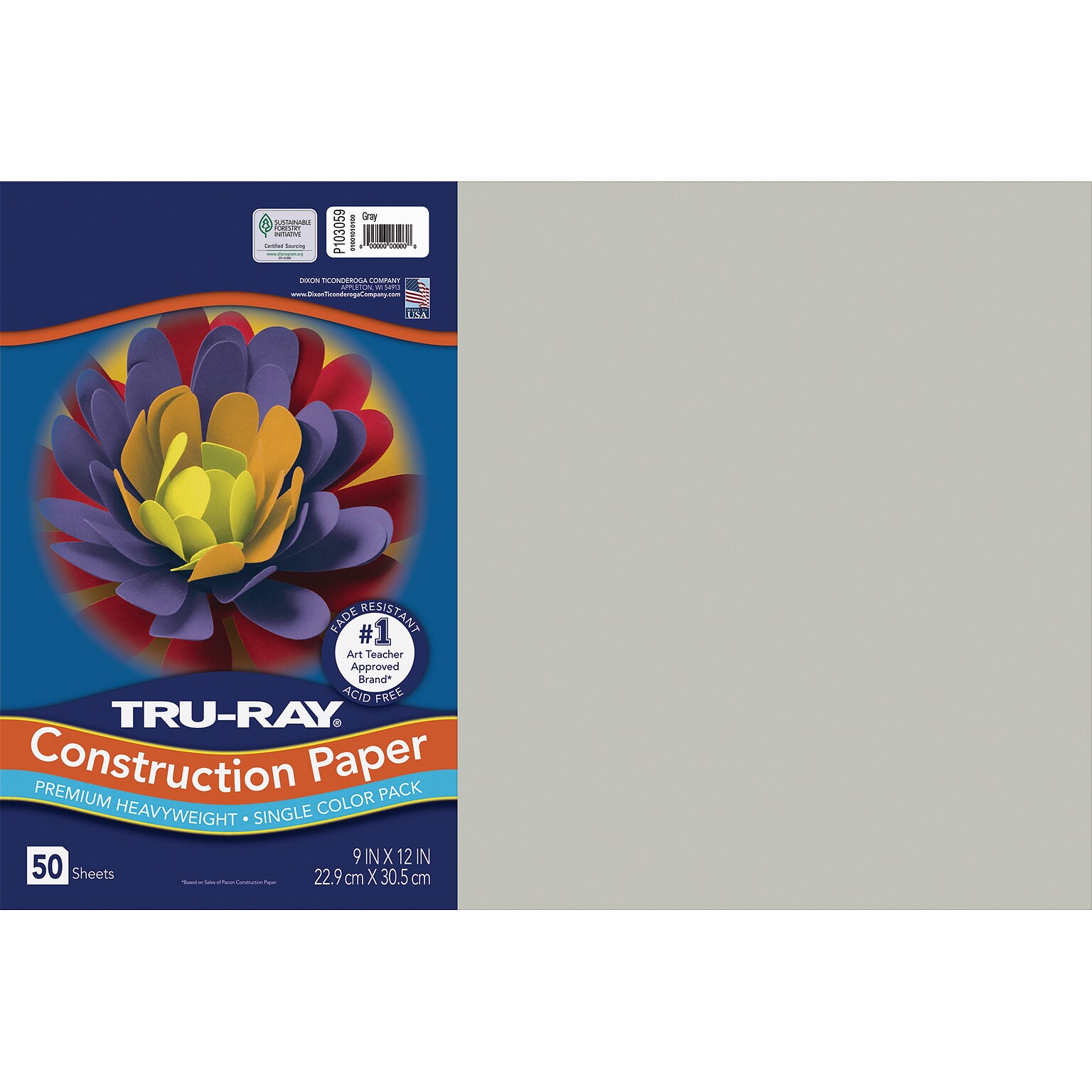 Tru-Ray 12 x 18 Construction Paper, Gray, 50 Sheets (P103059)