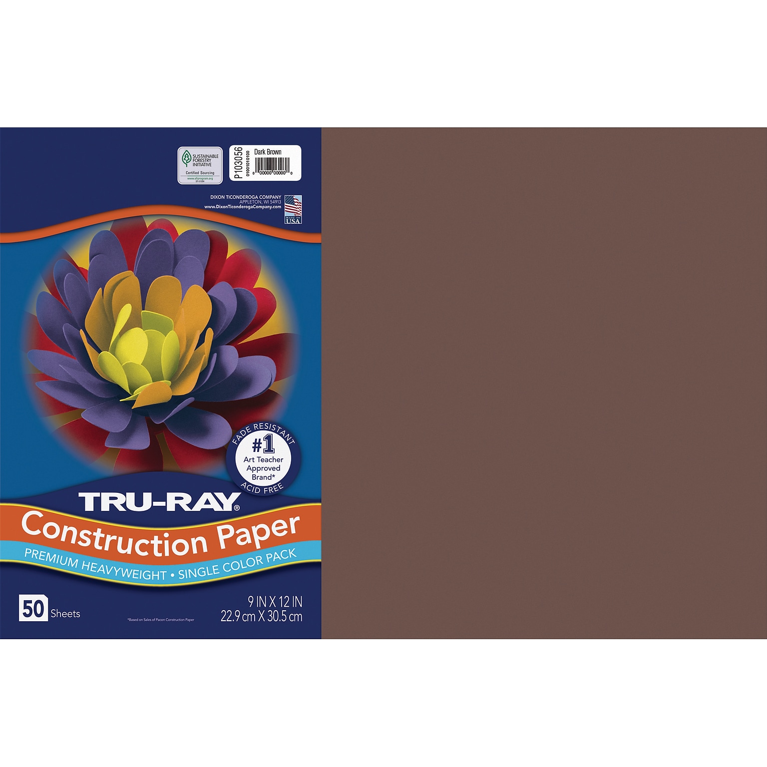 Tru-Ray 12 x 18 Construction Paper, Dark Brown, 50 Sheets (P103056)