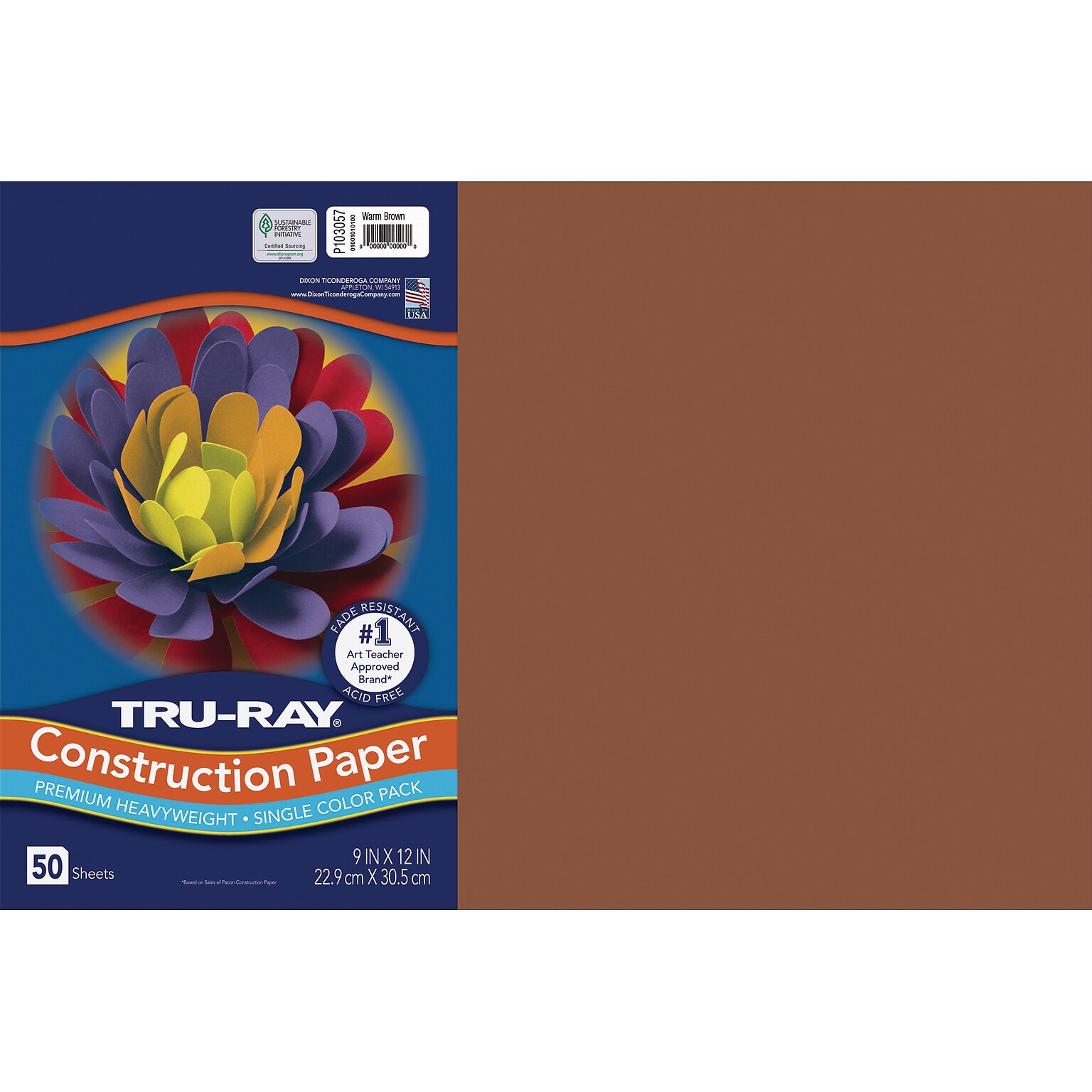 Tru-Ray 12 x 18 Construction Paper, Warm Brown, 50 Sheets (P103057)