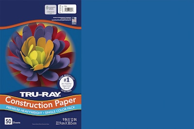 Tru-Ray 12 x 18 Construction Paper, Blue, 50 Sheets (P103054)