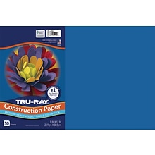 Tru-Ray 12 x 18 Construction Paper, Blue, 50 Sheets (P103054)