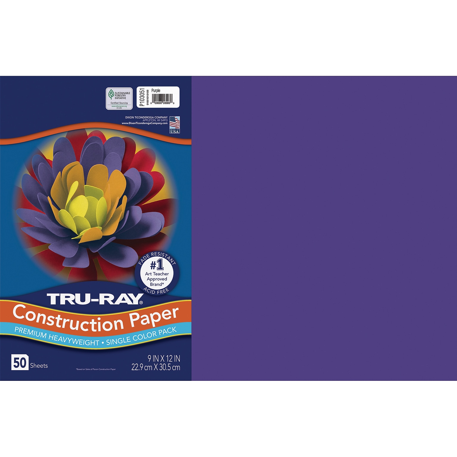 Tru-Ray 12 x 18 Construction Paper, Purple, 50 Sheets (P103051)