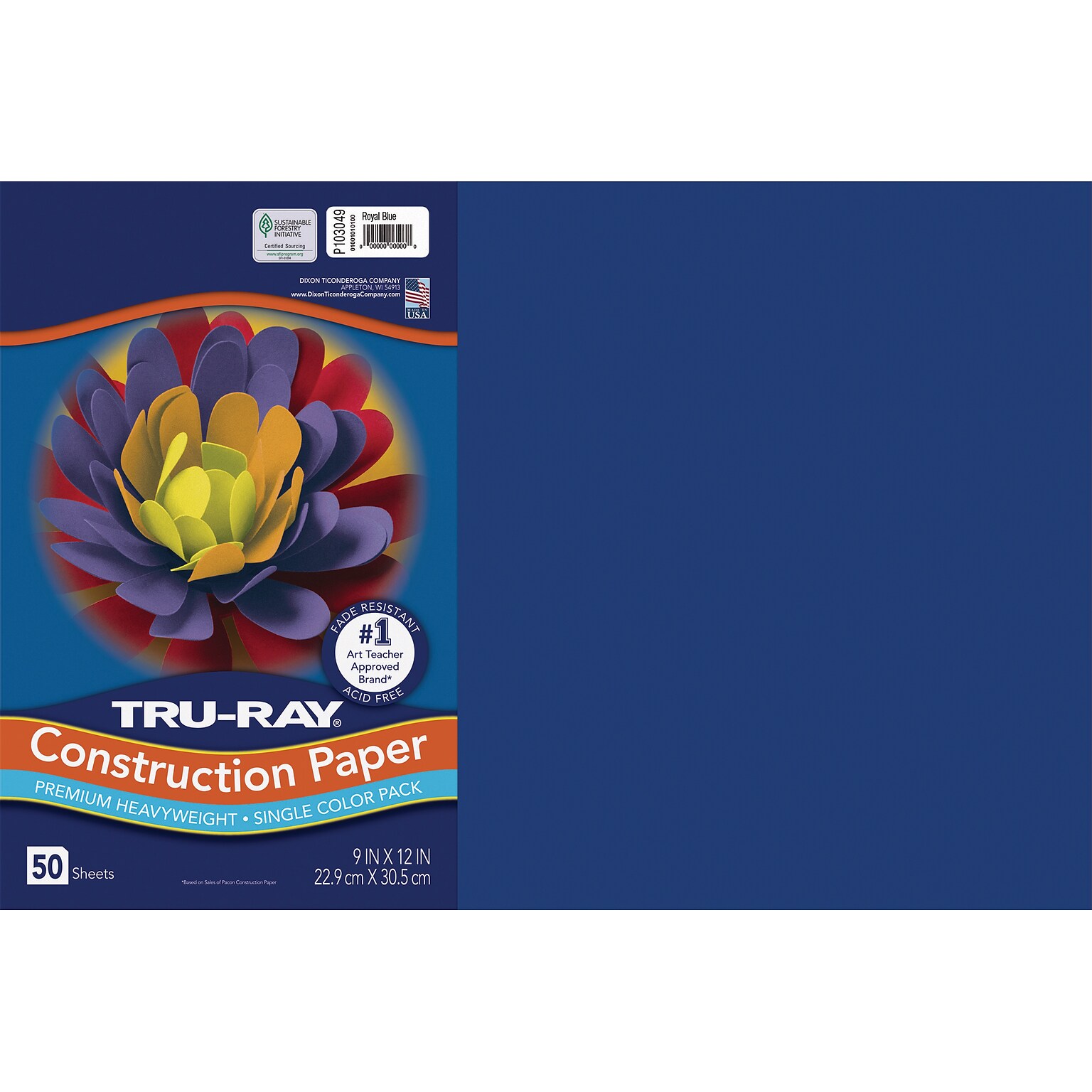 Tru-Ray 12 x 18 Construction Paper, Royal Blue, 50 Sheets (P103049)