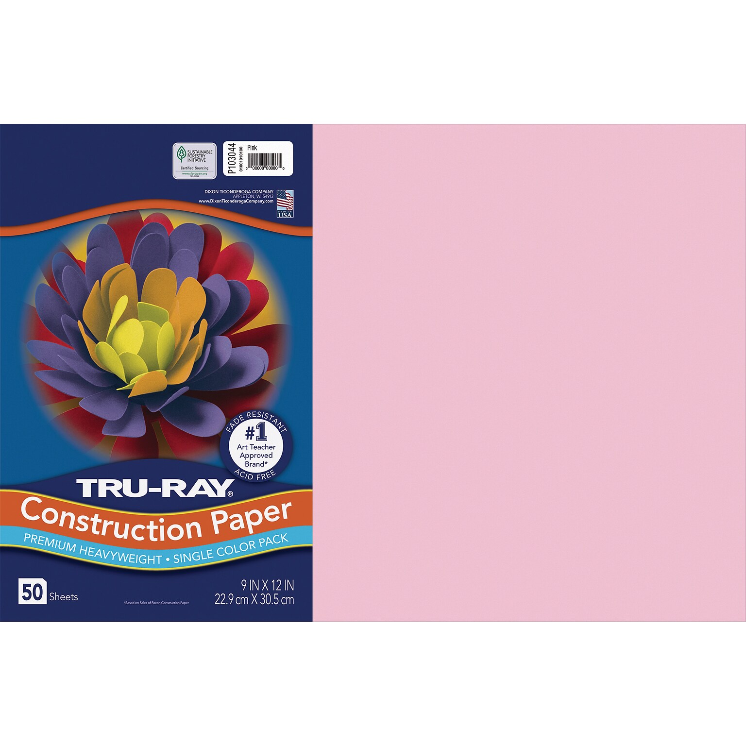 Tru-Ray 12 x 18 Construction Paper, Pink, 50 Sheets (P103044)