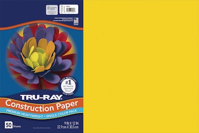 Tru-Ray 12 x 18 Construction Paper, Yellow, 50 Sheets (P103036)