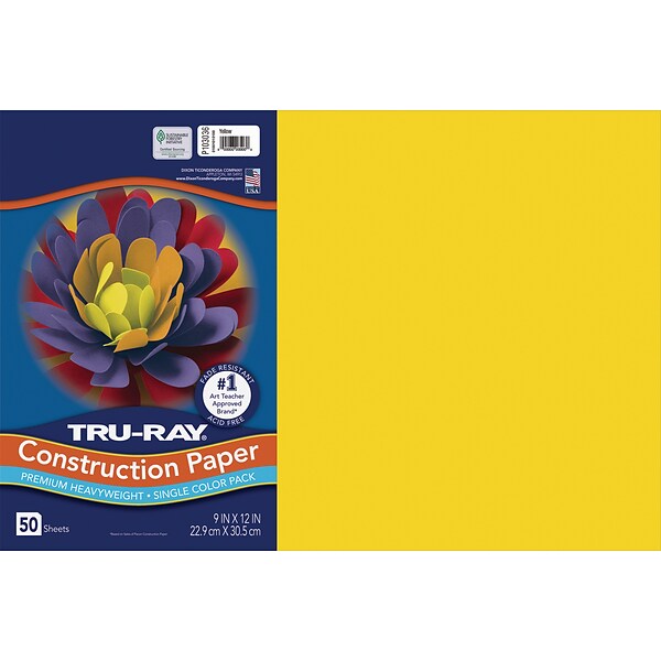 Tru-Ray Sulphite Construction Paper, 9 x 12 Inches, Assorted Colors, 50  Sheets