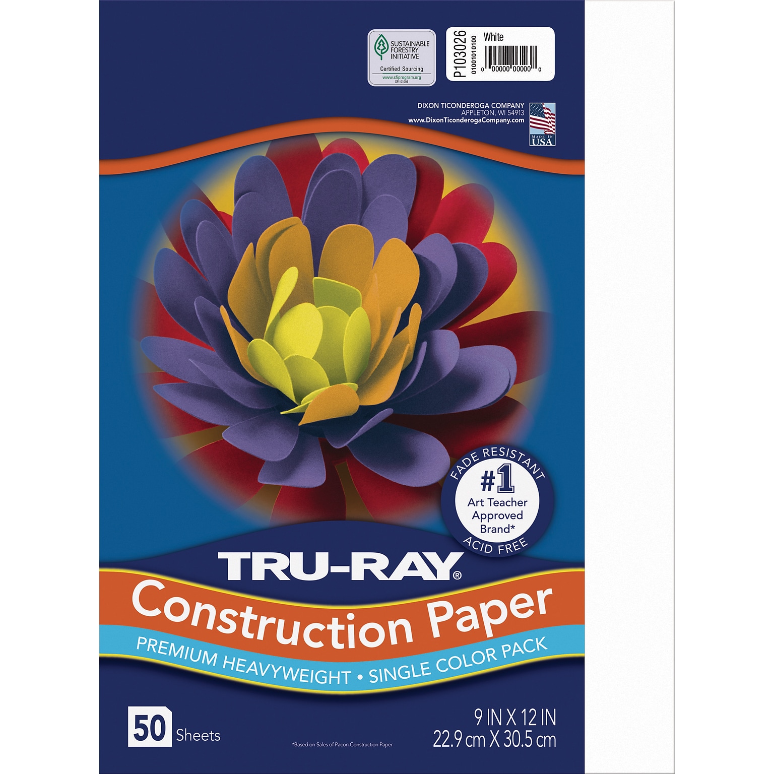 Tru-Ray 9 x 12 Construction Paper, White, 50 Sheets (P103026)