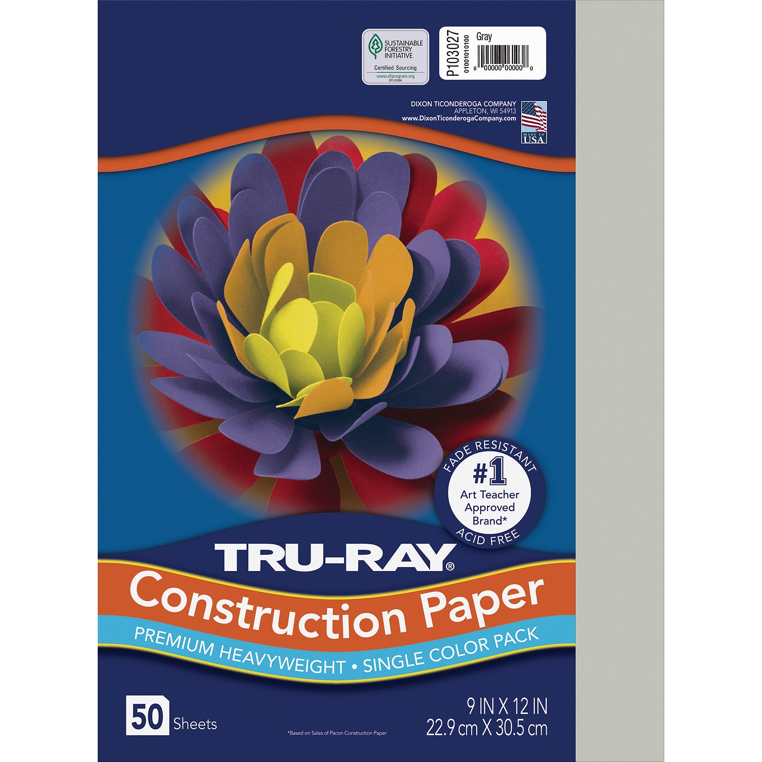 Pacon® Tru-Ray Construction Paper 9 x12, Gray, 50 Sheets/Pack (PAC103027)