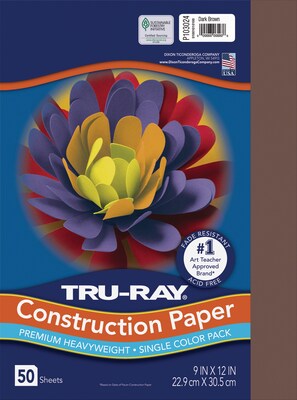 Tru-Ray 9 x 12 Construction Paper, Dark Brown, 50 Sheets (P103024)