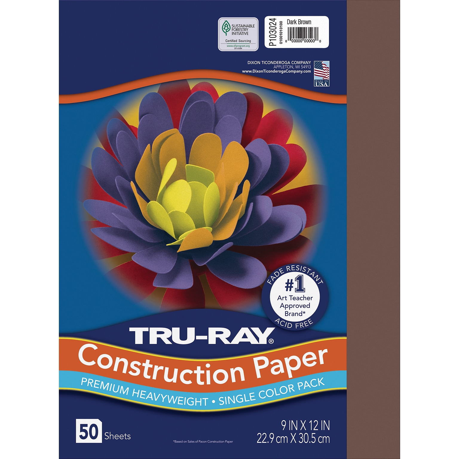 Tru-Ray 9 x 12 Construction Paper, Dark Brown, 50 Sheets (P103024)