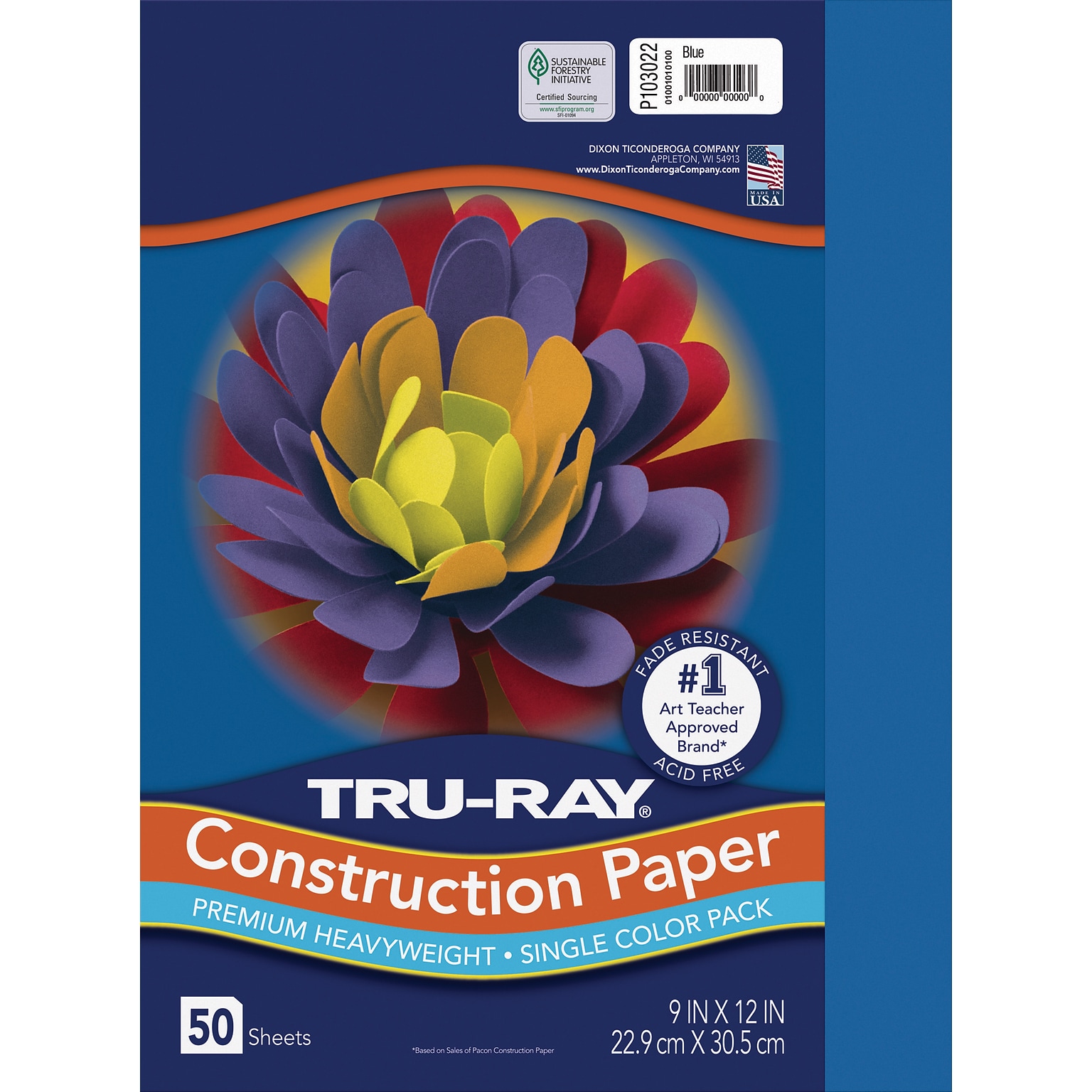Tru-Ray 9 x 12 Construction Paper, Blue, 50 Sheets (P103022)