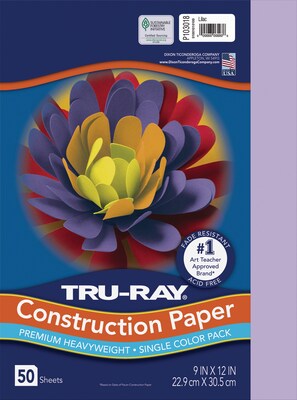 Tru-Ray 9 x 12 Construction Paper, Lilac, 50 Sheets (P103018)