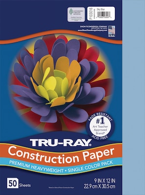 Tru-Ray 9 x 12 Construction Paper, Sky Blue, 50 Sheets (P103016)