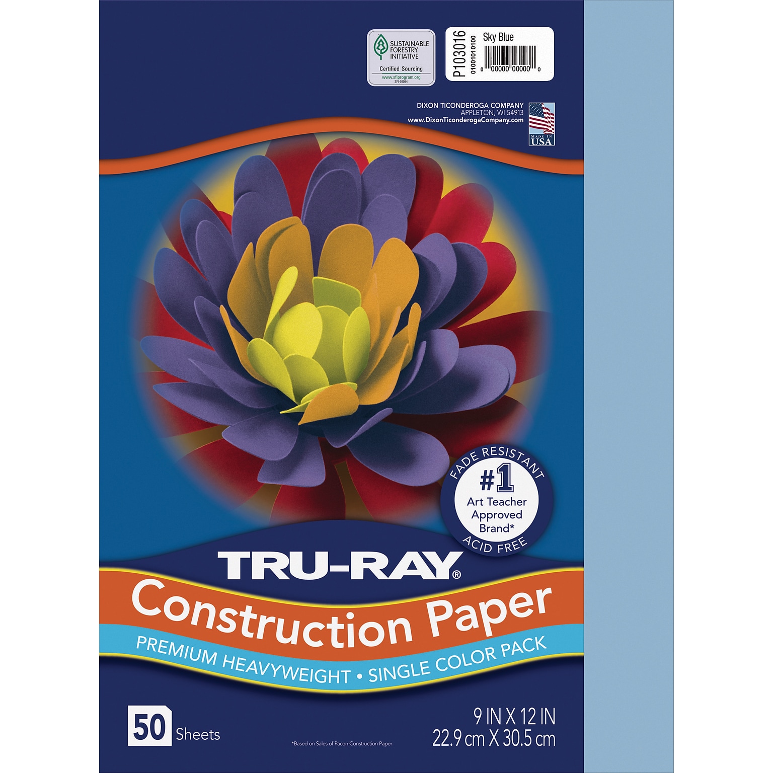 Tru-Ray 9 x 12 Construction Paper, Sky Blue, 50 Sheets (P103016)
