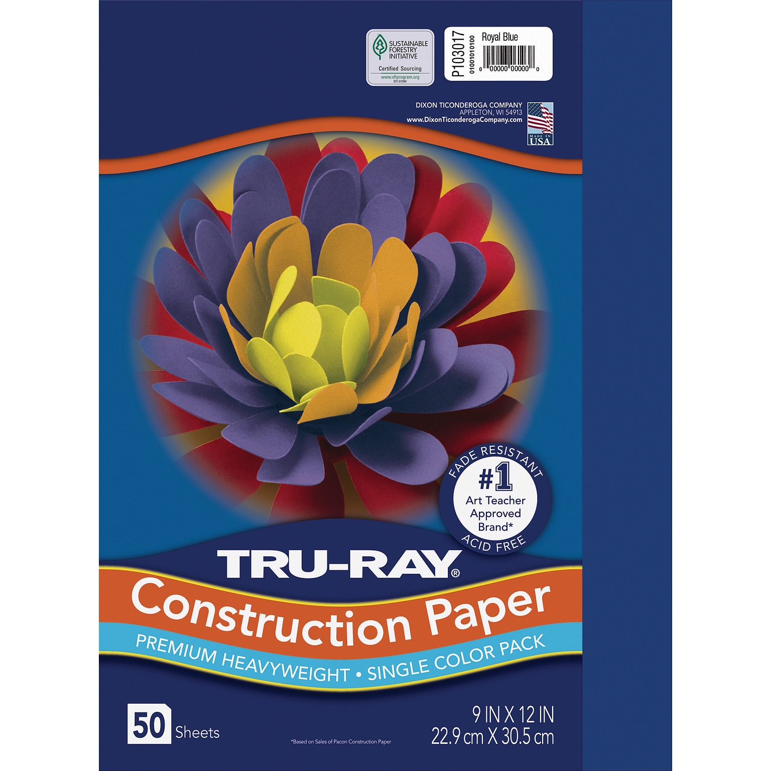 Tru-Ray 9 x 12 Construction Paper, Royal Blue, 50 Sheets (P103017)