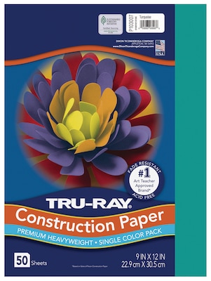 Tru-Ray 9 x 12 Construction Paper, Turquoise, 50 Sheets (P103007)