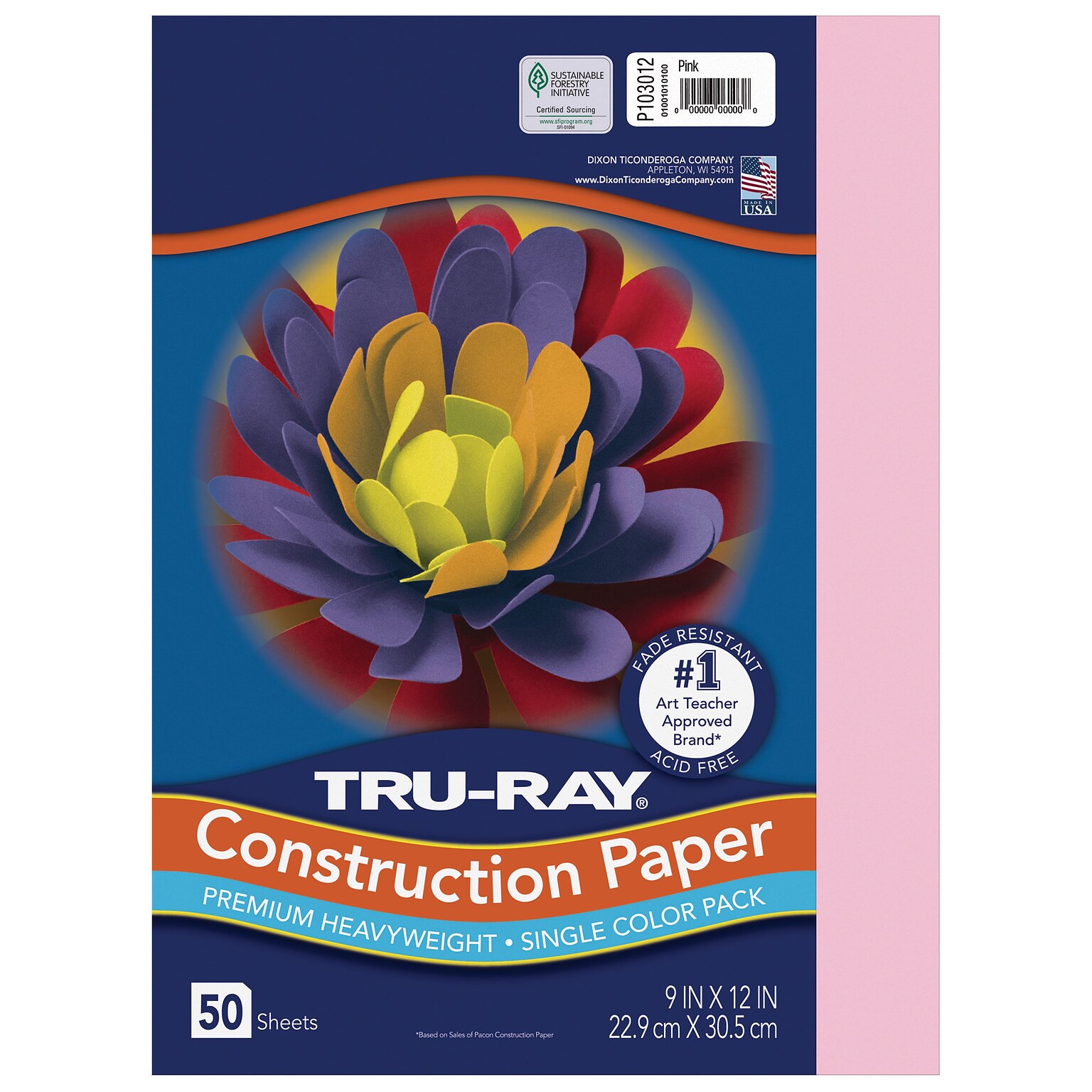 Tru-Ray 9 x 12 Construction Paper, Pink, 50 Sheets (P103012)