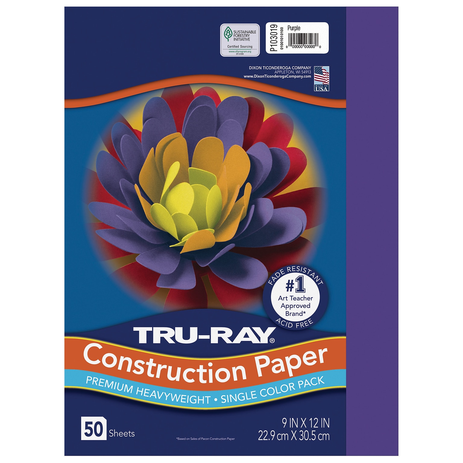 Tru-Ray 9 x 12 Construction Paper, Purple, 50 Sheets (P103019)