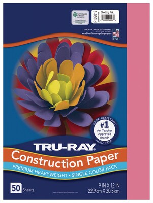 Tru-Ray 9 x 12 Construction Paper, Shocking Pink, 50 Sheets (P103013)