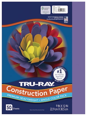Tru-Ray 9 x 12 Construction Paper, Violet, 50 Sheets (P103009)