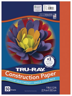 Tru-Ray 9 x 12 Construction Paper, Orange, 50 Sheets (P103002)