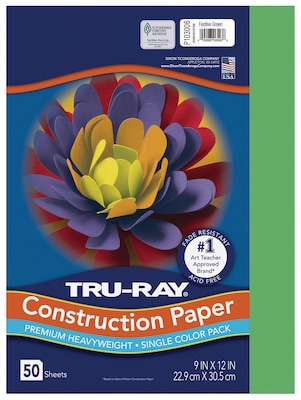 Tru-Ray 9 x 12 Construction Paper, Festive Green, 50 Sheets (P103006)