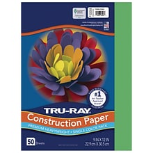 Tru-Ray 9 x 12 Construction Paper, Festive Green, 50 Sheets (P103006)