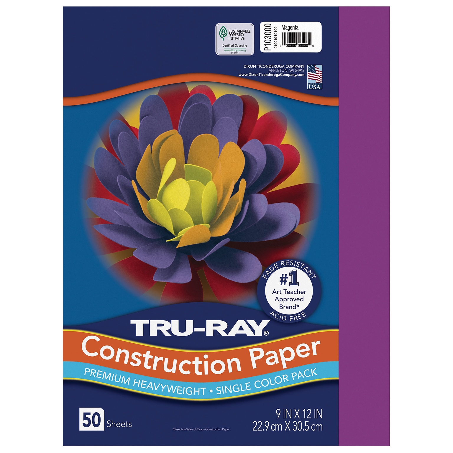 Tru-Ray 9 x 12 Construction Paper, Magenta, 50 Sheets (P103000)