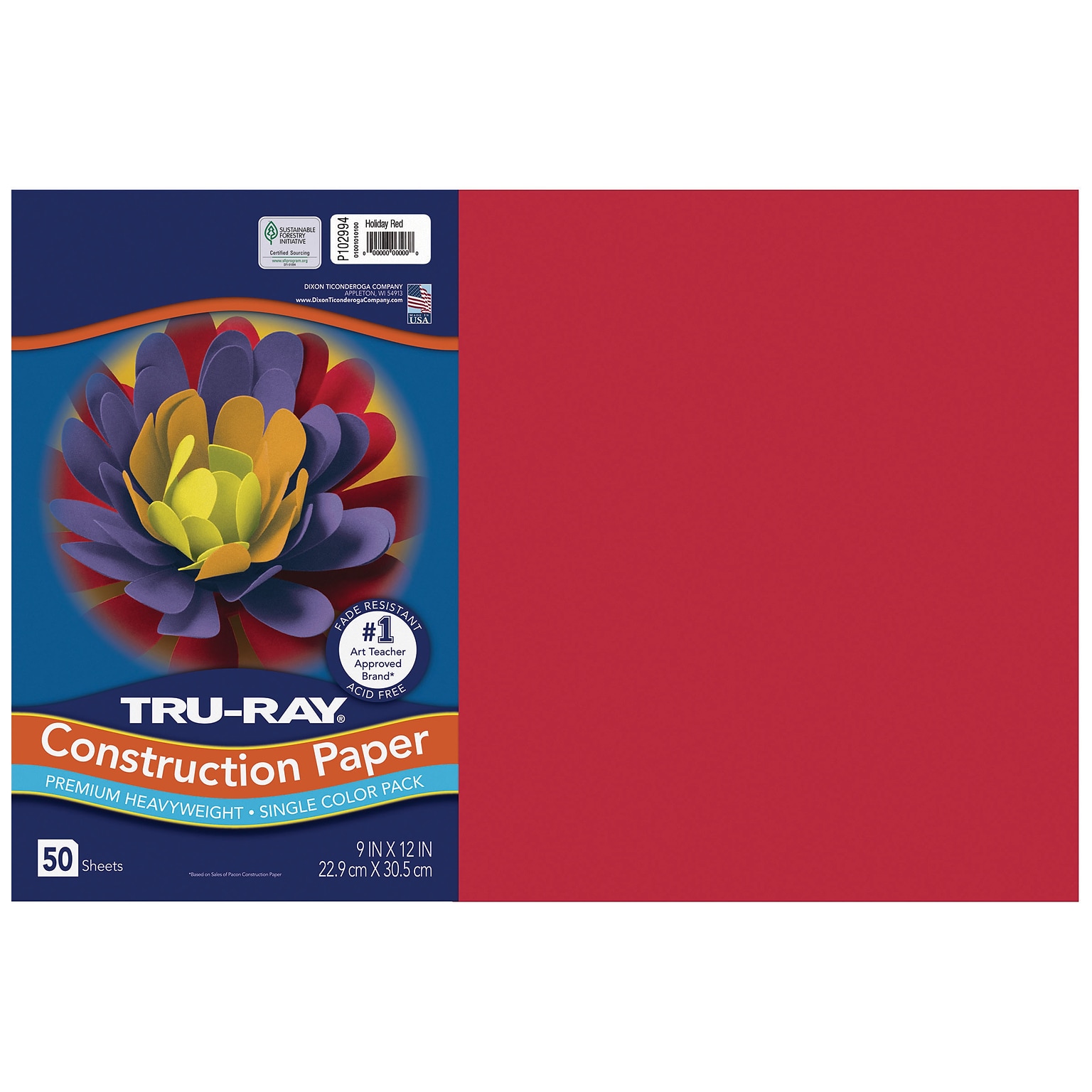 Tru-Ray 12 x 18 Construction Paper, Holiday Red, 50 Sheets (P102994)