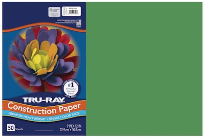 Pacon Tru-Ray Premium Heavy-Weight Construction Paper, 12 x 18, Holiday Green, 50 Sheets/Pack (102