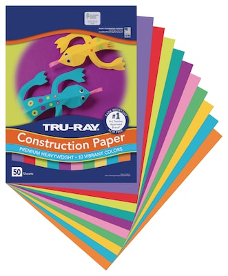 Tru-Ray 9 x 12 Construction Paper, Assorted Colors, 50 Sheets (P102940)