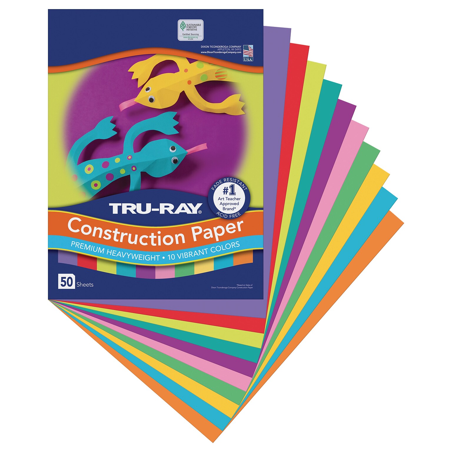 Tru-Ray 9 x 12 Construction Paper, Assorted Colors, 50 Sheets (P102940)