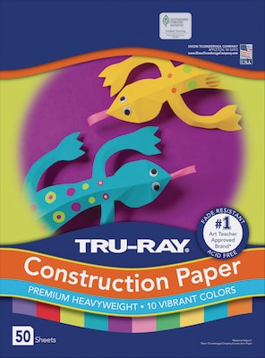 Tru-Ray 12 x 18 Construction Paper, 10 Vibrant Colors, 50 Sheets (P102941)